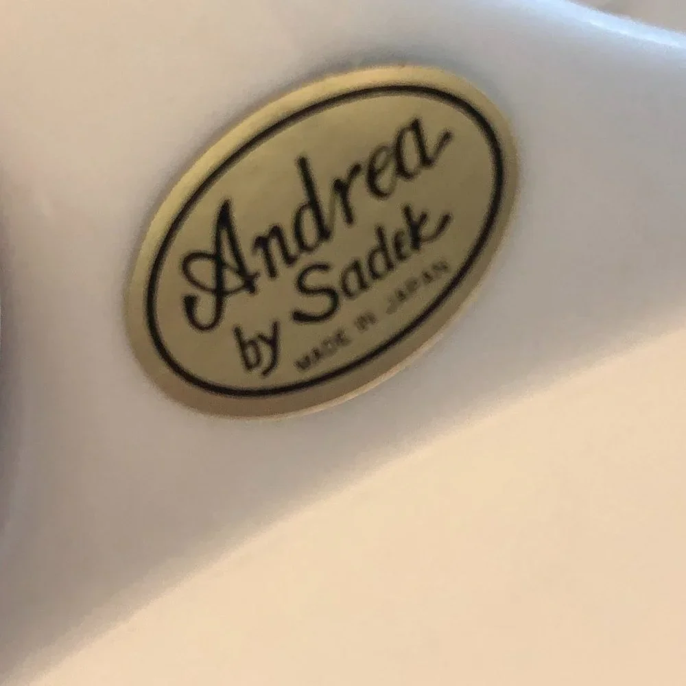 Andrea by Sadek Spring Night Cake Plate w/ Server 10.5” Floral Gold Trim NIB